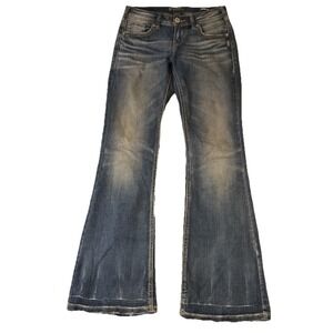 Y2K Silver Jeans AIKO MID FLARE Super Stretch Jeans Tag 25 x 32 (25x31)